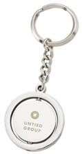 DSK-002 Nickel 1-3/8" Round, solid brass key chain with shiny nickel plating