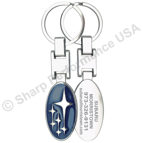 K0067SUBARU,  Custom Die Struck Metal Key Tag w/ Shiny Nickel Finish, custom subaru dealer keychains, dealer keychains