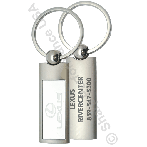 K0140 – Metal Key Tag w/ Pearl Nickel Finish – Minimalist Custom Logo Keychain, custom keychains, custom logo keychains