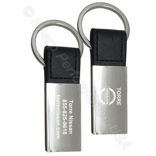 K0204 – Custom Leatherette & Metal Keychain Zinc w/ Shiny Nickel Finish