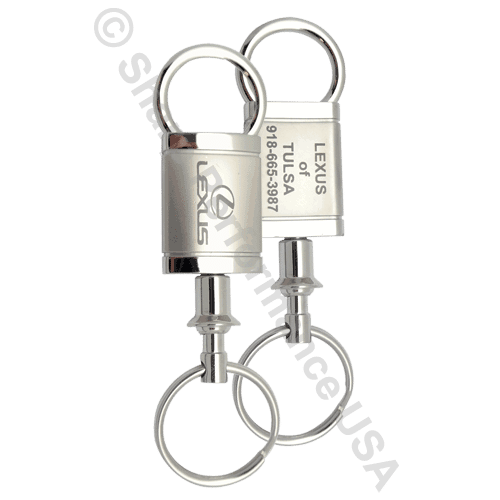 K1395 – Valet Pull A Part Keytag Zinc w/ 2 Tone Pearl Nickel & Shiny Finish, custom engraved keychains