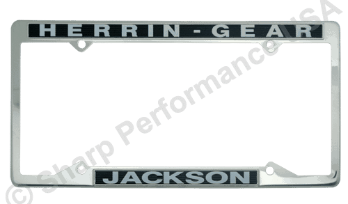 Custom Stainless Steel License Plate Frames,  Thin Top and Bottom Raised Letter Panel, 4 Hole, custom license plate frames, dealer license plate frames