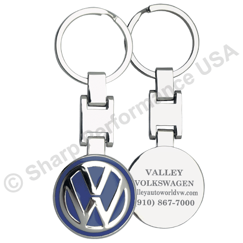 k0067, Custom Die struck Round Key tag, Custom vw dealer keychains, custom VW dealer keychains