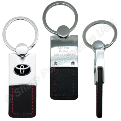 K0206 - Leatherette & Metal Keychain with Contrast Stitching ~ Also available in Leather Material