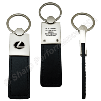 K0207,Medium Leatherette & Metal Keychain with Contrast Stitching