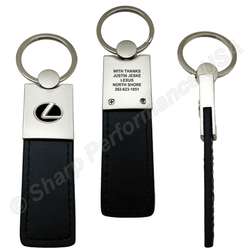 K0207,Medium Leatherette & Metal Keychain with Contrast Stitching, custom keychains, custom leather keychain