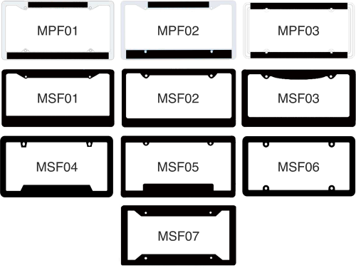 SP Metal License Plate Frame Shape Styles
