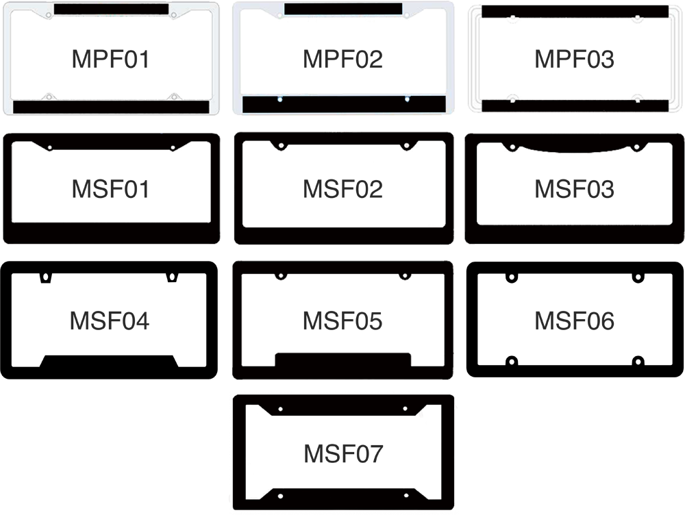 Standard Metal License Plate Frame Shape Styles