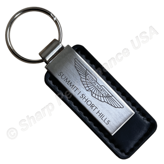 Brushed Nickel Leather Keychain