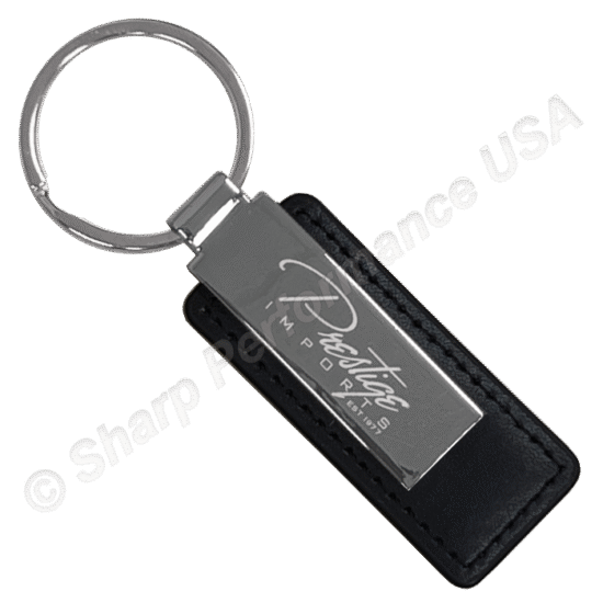 K0383-SN, Leather keychain shiny silver, engraved leather keychains, custom leather keychains, custom leather key fob, custom leather key chain