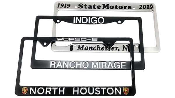 Custom Stamped Stainless Steel Metal Dealer License Plate Frames
