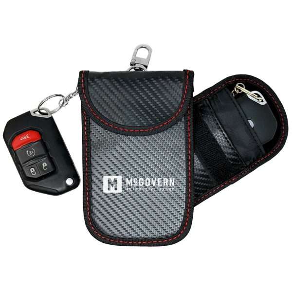 faraday bag with key fob protector, credit card protector and key ring