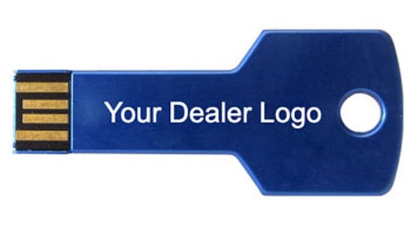 Branded Key USB Flash Drives with dealership logo imprinted on it