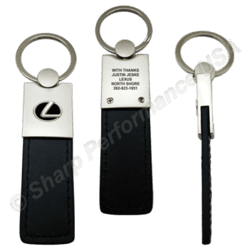 K0207,Medium Leatherette & Metal Keychain with Contrast Stitching