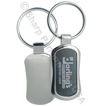 K0342 – custom logo metal key tag keychain w/ Pearl Nickel Finish
