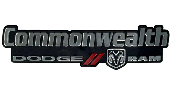 Custom Plastic Dealer Emblems <br /> Raided Text Recessed Background Custom Plastic Dealer Emblems with Recessed Background chrome finish and color logo