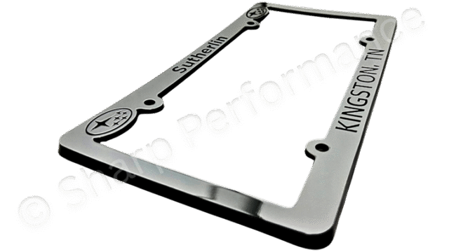 Chrome Face License Plate Frame Recessed Text Side View Chrome Face License Plate Frame Recessed Text Side View