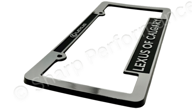 Chrome-Face-Plastic-License-Plate-Frame-Side-View-PF011 chrome face license plate frame