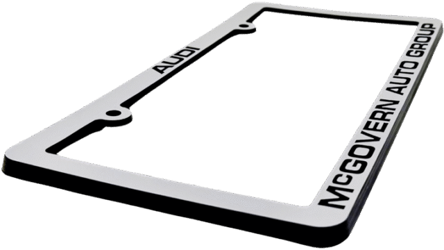 Satin Silver Face Dealer License Plate Frame Side View Satin Silver Face Dealer License Plate Frame Side View