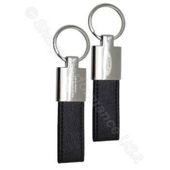 K0205, Custom Leatherette & Metal Keychain Zinc w/ Shiny Nickel Finish, custom keychains bulk
