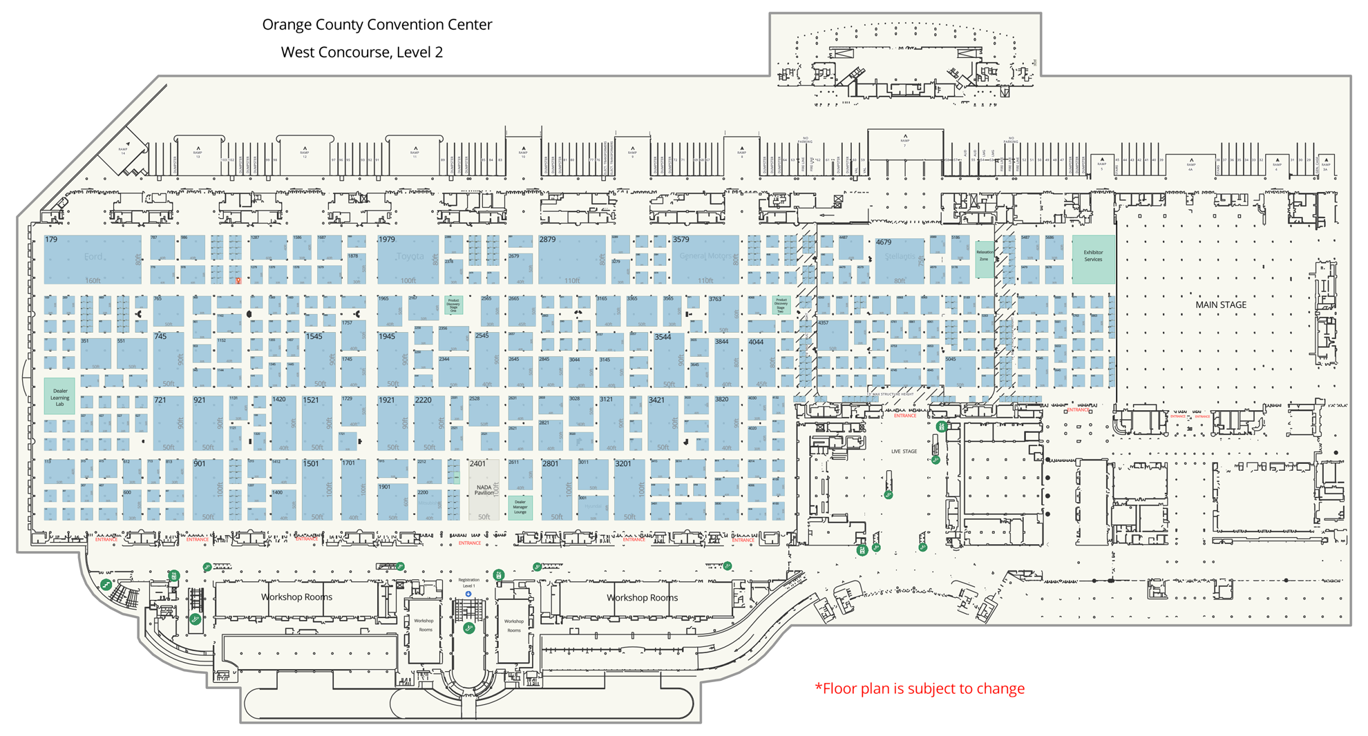 NADA 2027 Show Map Floor Plan for Orlandos Convention Center 